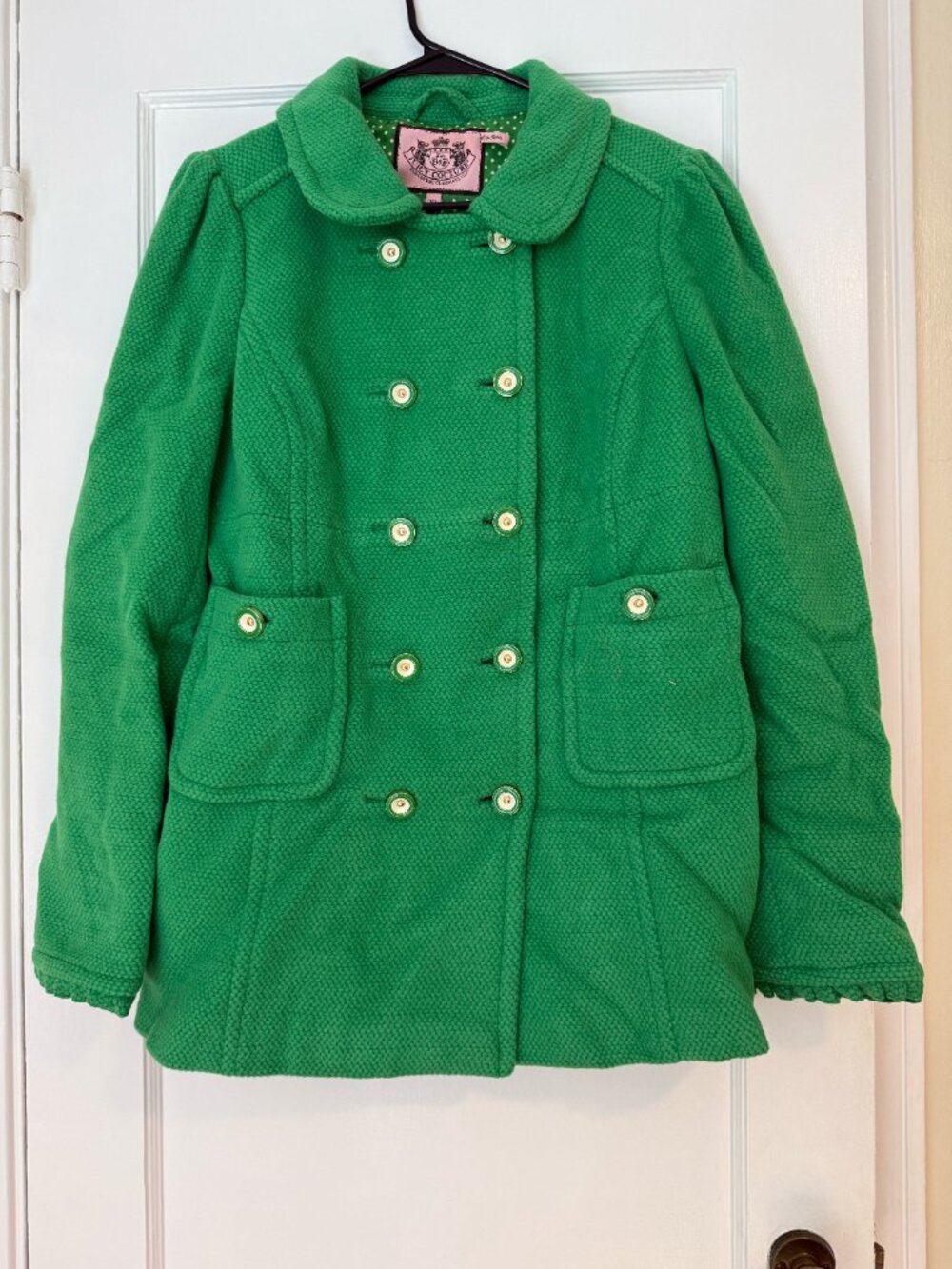 Juicy Couture Green Double-Breasted Pea Coat